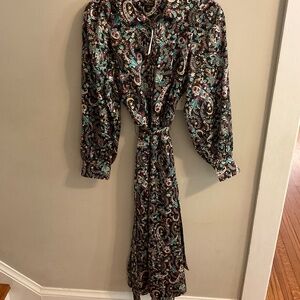 NWT Long, Collared Dress - Fun Print - Ann Taylor